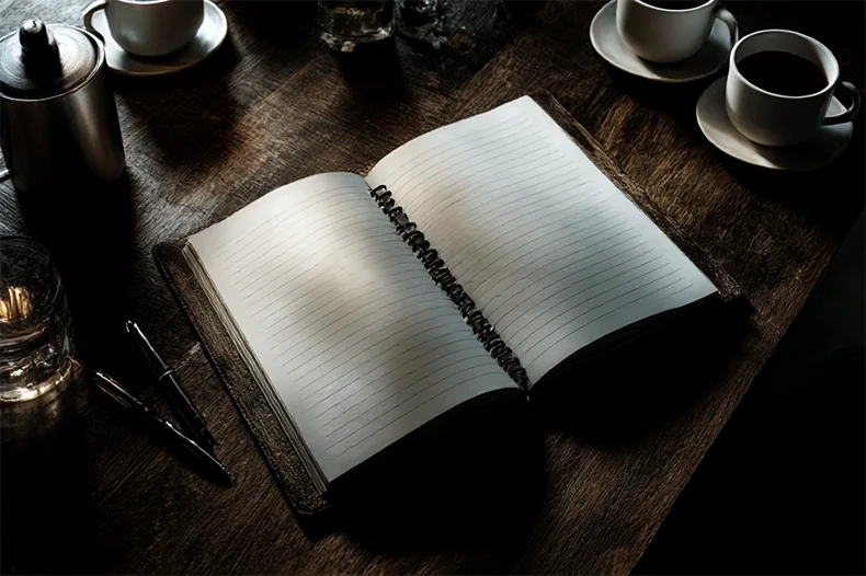 Blank notebook after a week of meetings